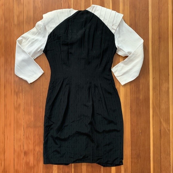 80s office power dress black/white 12 - Picture 3 of 4